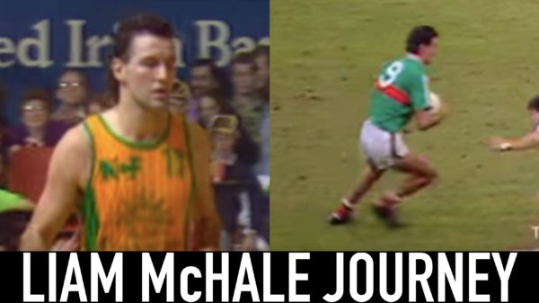 Liam McHale playing basketball and playing football for Mayo